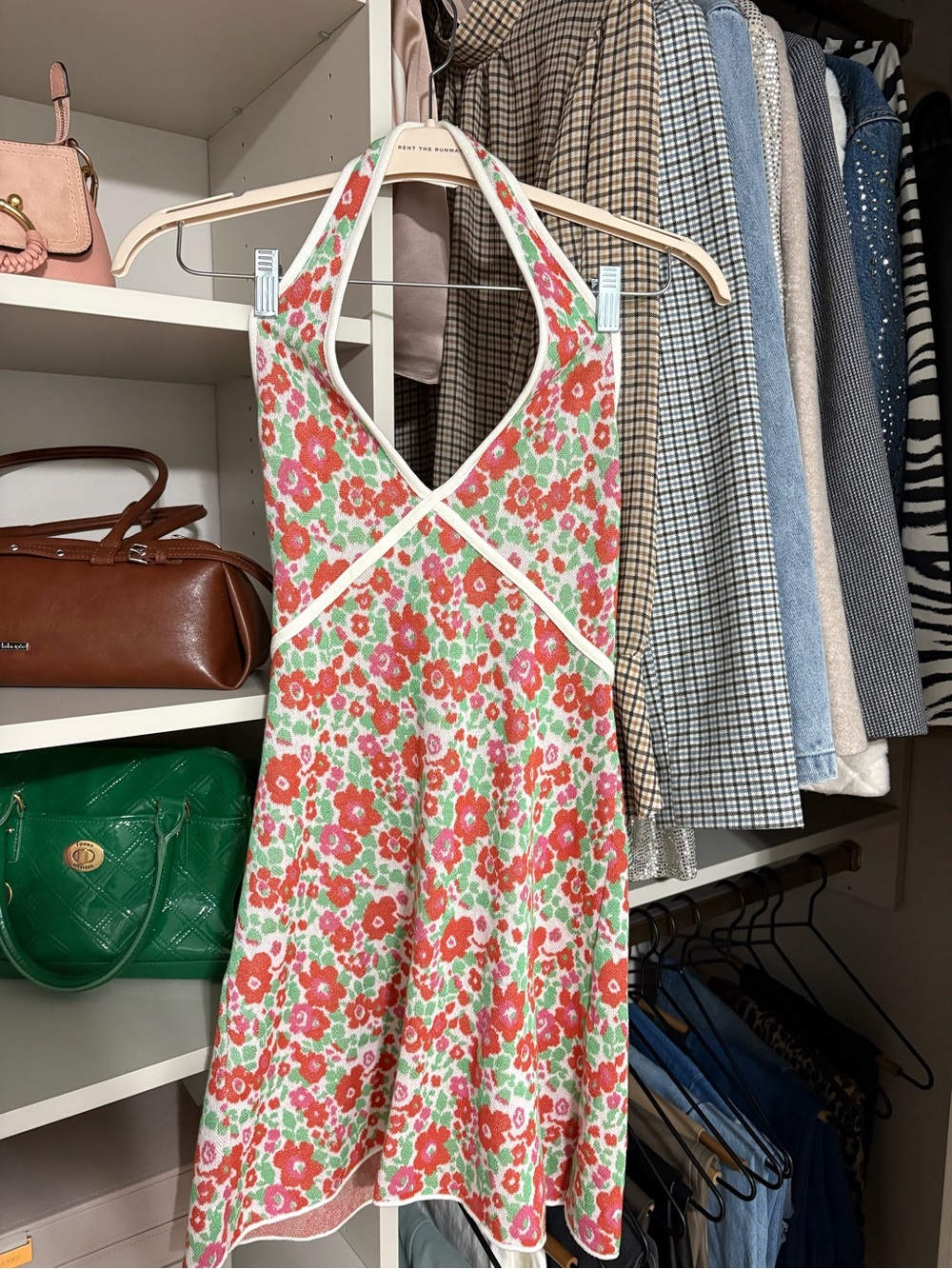 Zara Floral Halter Sundress in Coral and Green